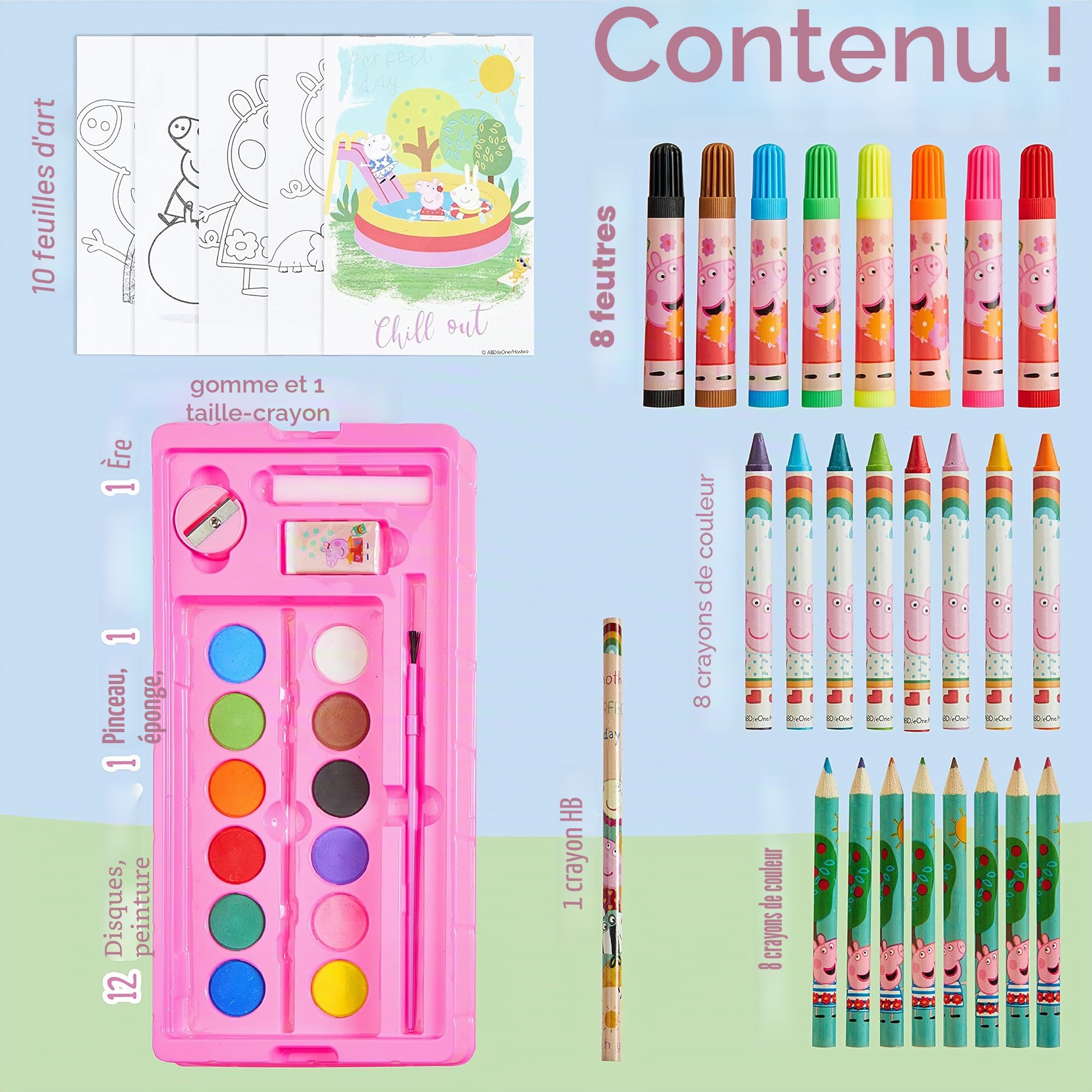 Peppa Pig Coloriage Enfant, Malette Dessin Enfant, Crayons de Couleur, Feutres Coloriage & Peinture