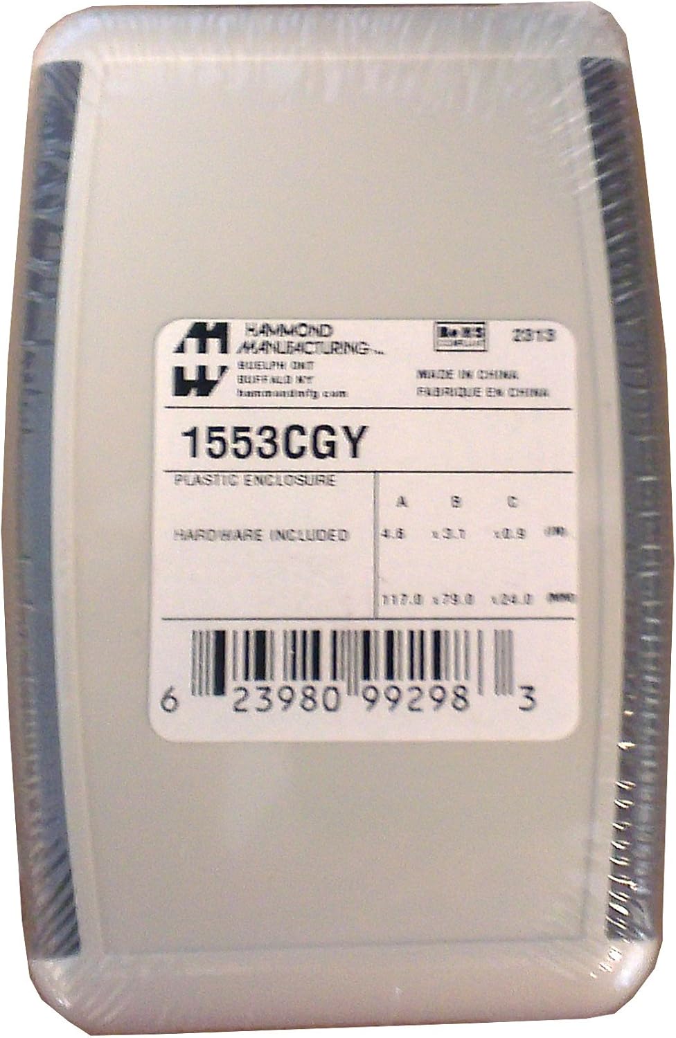 Hammond 1553CGY Gray ABS Plastic Soft Sided Hand Held Case - Inches (4.62 x 3.11 x 1.3) mm (117mm x 79mm x 33mm)