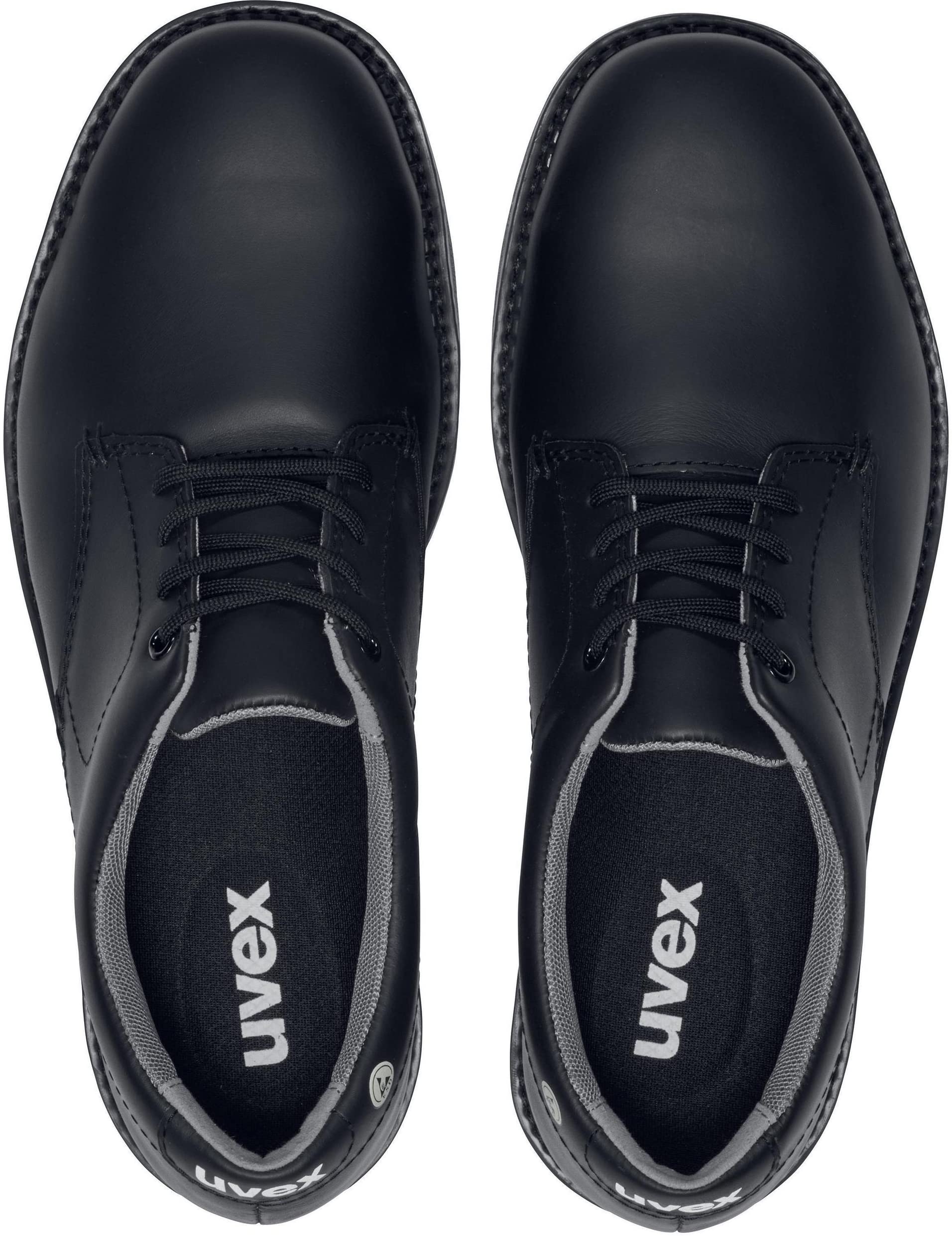 Uvex 1 Zapatos de seguridad con puntera de acero, zapatos de trabajo resistentes y transpirables S3 SRC, unisex, color negro, talla 47