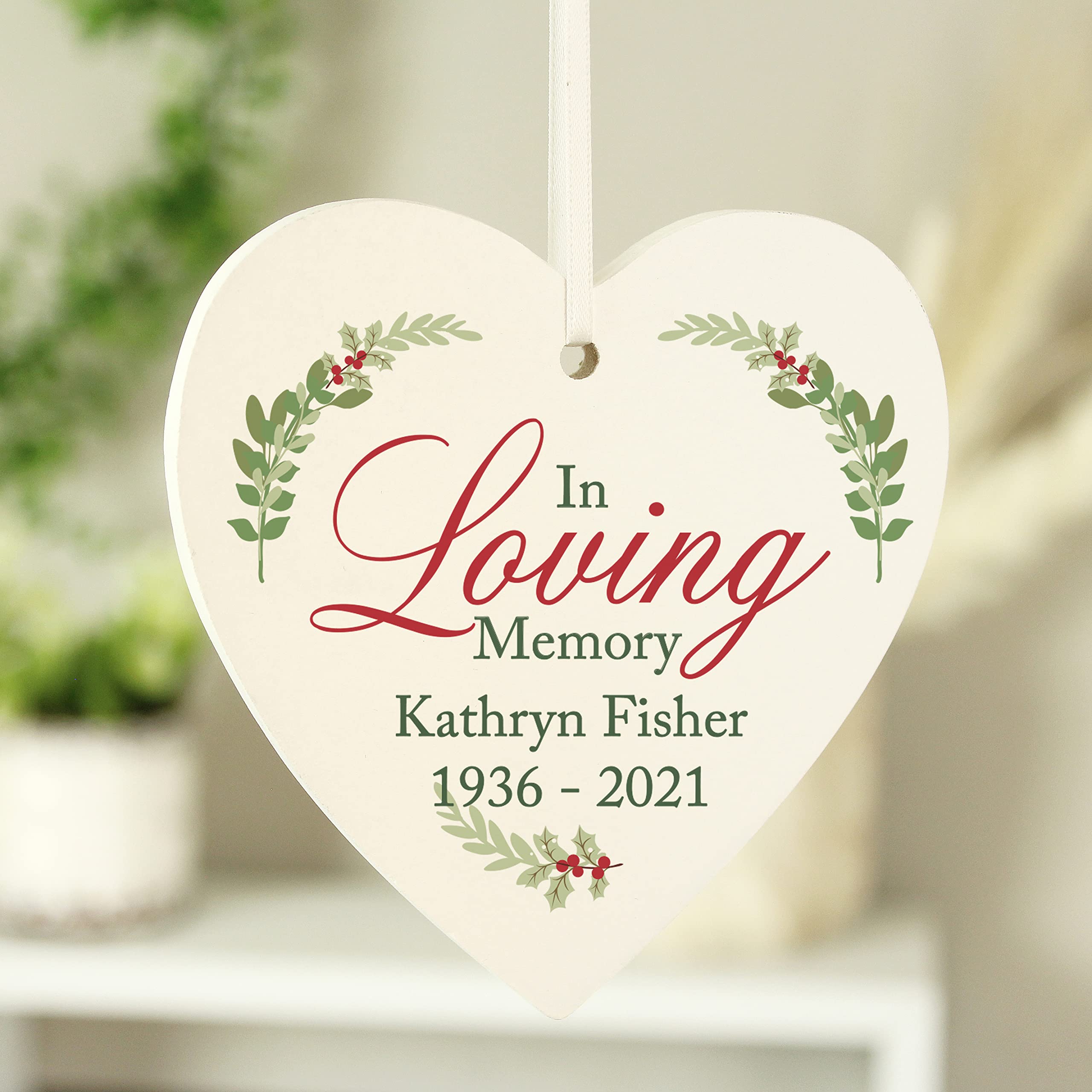 Personalised Memento Company Personalised In Loving Memory Wooden Heart Decoration
