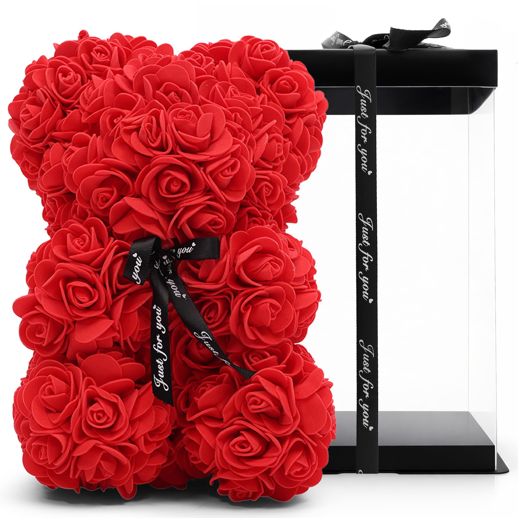 Amora XO Mother’s Day for Mum – Red Rose Teddy Bear, Cute Floral Keepsake Present from Daughter or Son, Birthday Gift, Mothers Day Thank You Gift, Mum Decoration