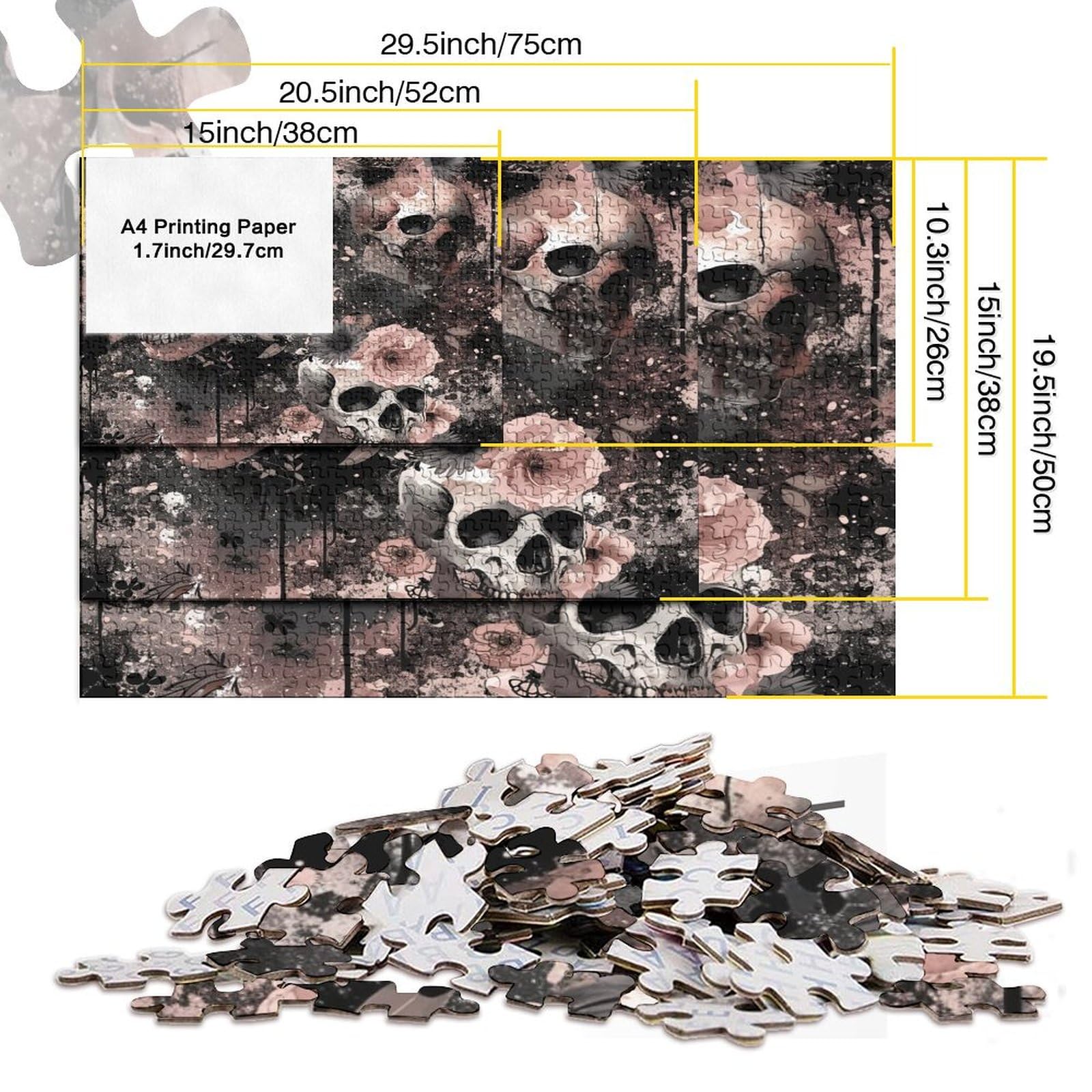 Czaszka Puzzle dla dorosłych 1000 sztuk Puzzle dla dorosłych 1000 sztuk Puzzle Prezent Świetny wybór dla miłośników puzzli do relaksu 1000 sztuk (75 x 50 cm)