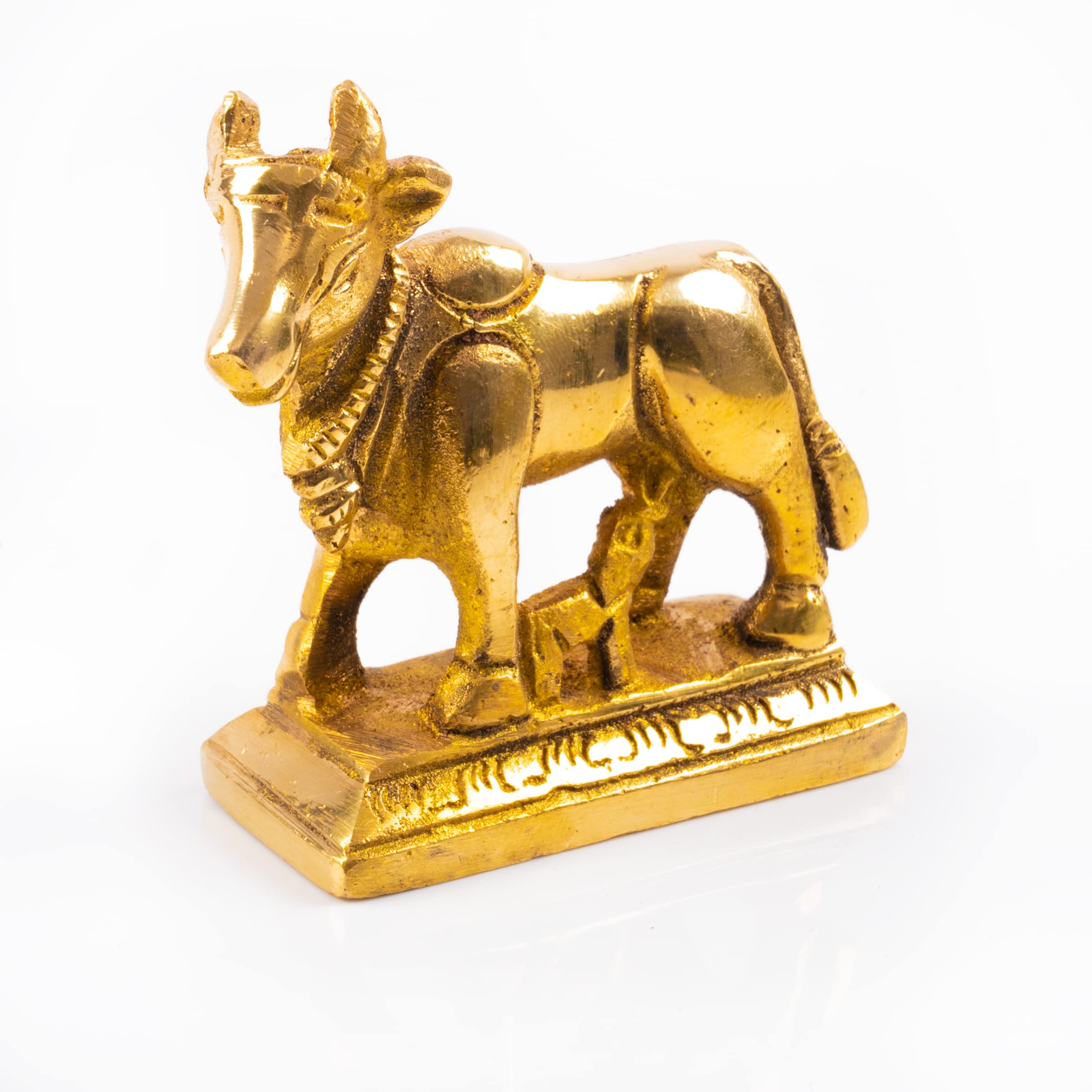 Tarini Gallery Brass Cow Pooja Murti Idol Statue God Spiritual Lord Sculpture Indian Religious Antique Statue Décor for Home Temple Puja Decoration Festivals Diwali Grah Pravesh and Gifting (Cow)