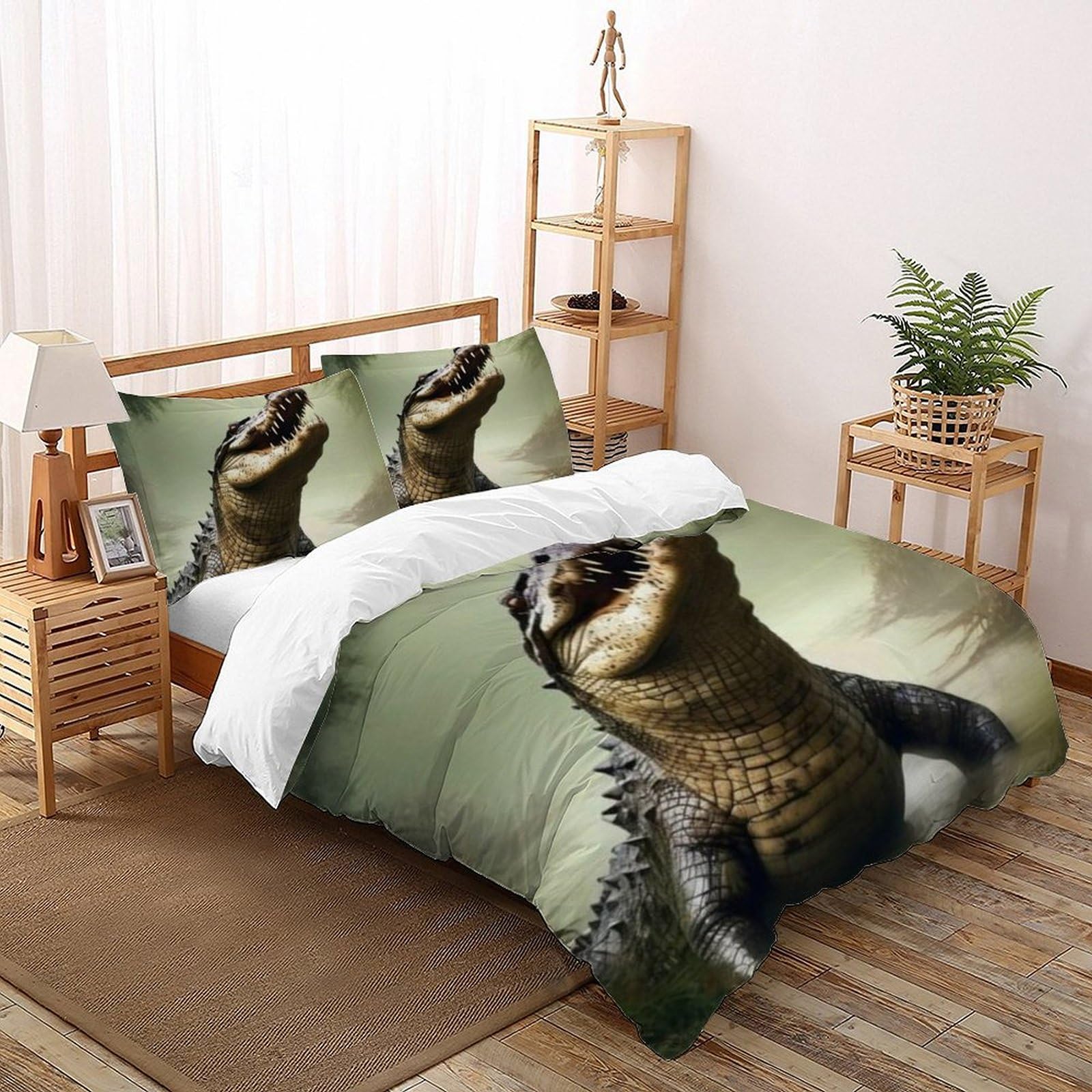 Housse de couette King crocodile et animaux imprimé 3D avec ses taies d'oreiller
