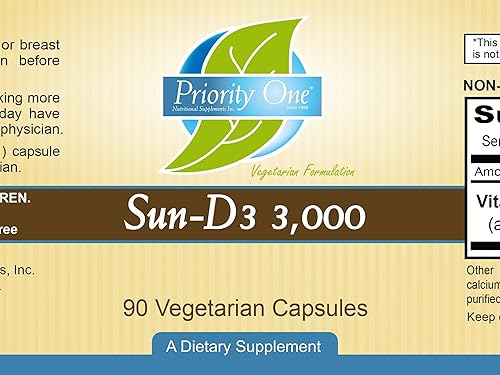 Miniatura 2 de Priority One Vitaminas Sun D3 3,000 90 Cápsulas Vegetarianas - La Forma Más Biodisponible de Vitamina D (colecalciferol).*