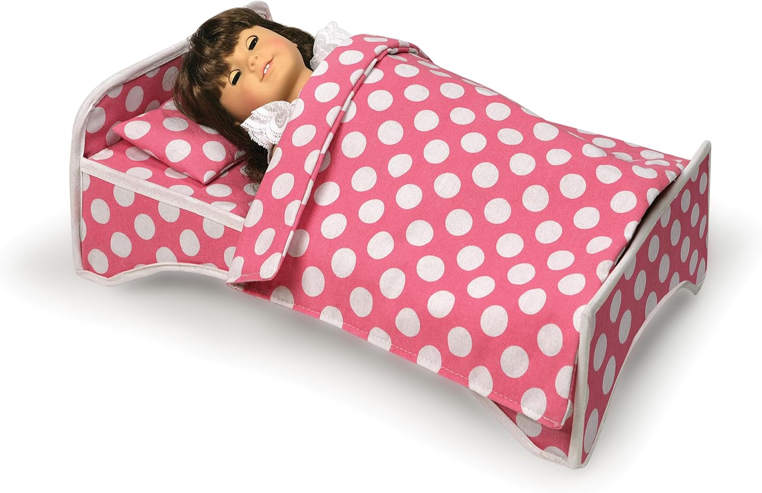 Badger Basket Doll Travel Case with Bed, Blanket, Pillow, Mesh Storage & Peek-a-Boo Window - Fits Girl Dolls - Portable Luggage Carrier with Straps for Pretend Play & Accessories - Hot Pink - Image 8