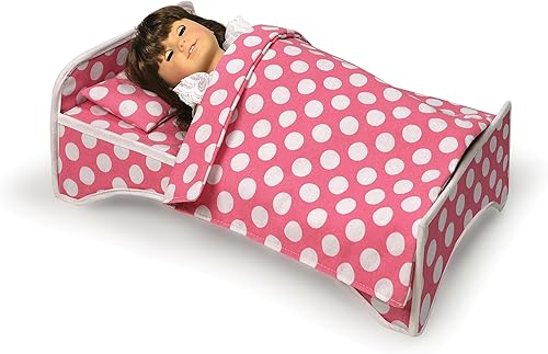 Miniatura 8 de Estuche de viaje para muñeca con cama y ropa de cama, color rosa oscuro, de Badger Basket (sirve para las muñecas de American Girl)