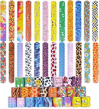 Koogel 24Pcs Slap Bands Snap Bracelets, Party Bag Fillers for Kids