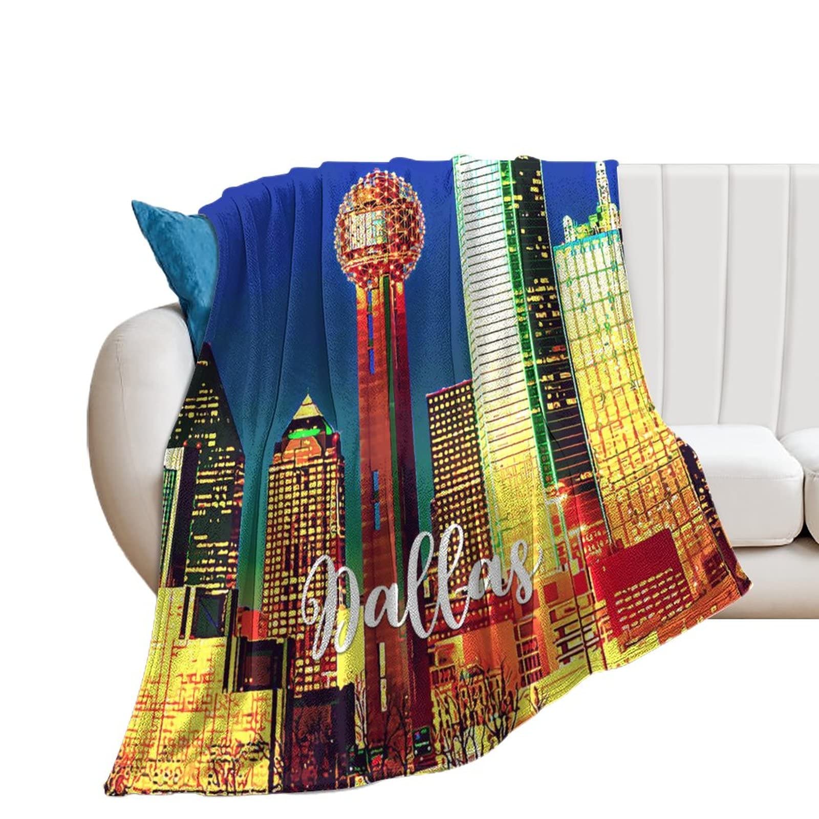 Couverture de lit Dallas en microfibre pelucheuse de qualité supérieure motif urbain