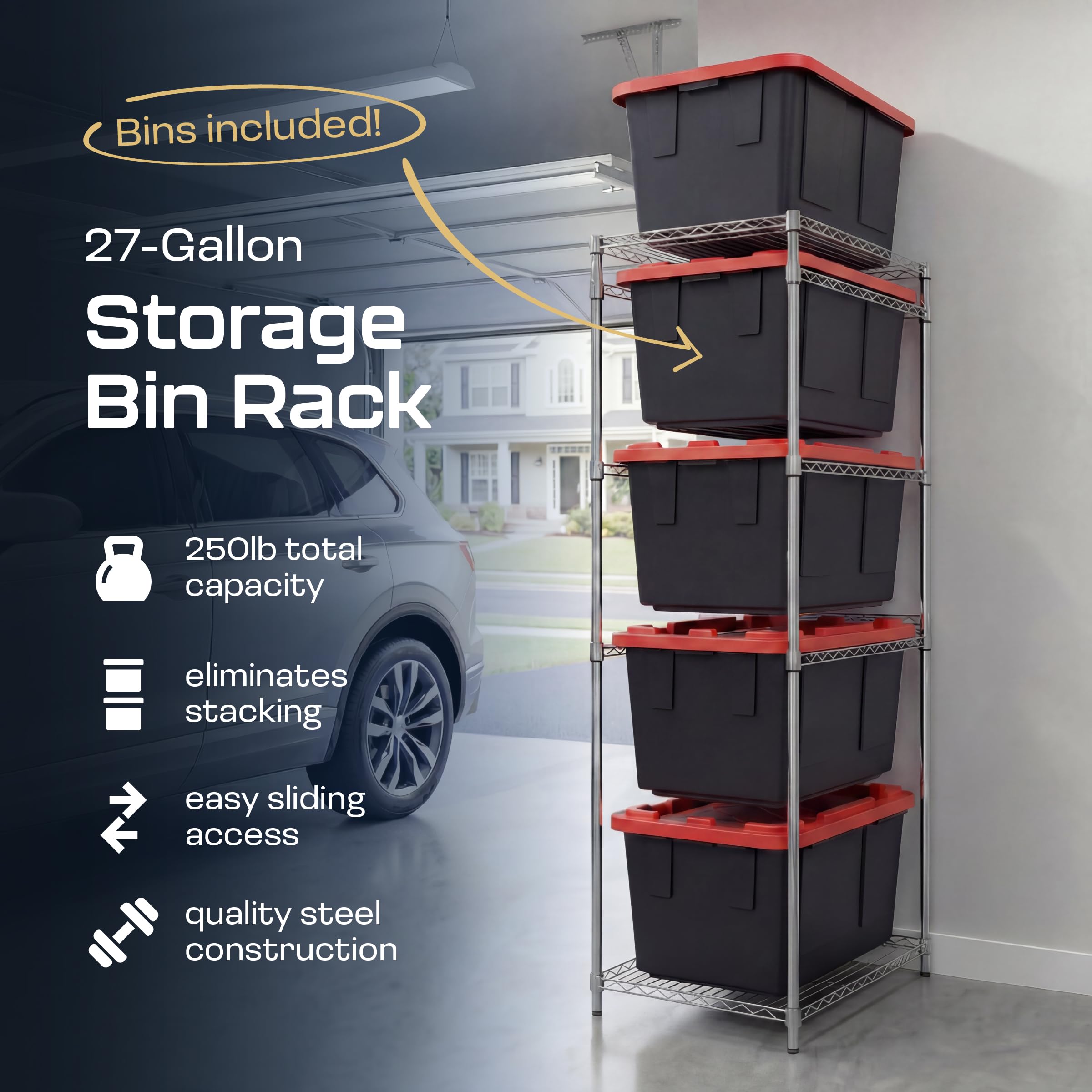 Amazon.com - MonsterRAX WS-BR27-Z5 Bin Rack with 5-Pack 27 Gallon