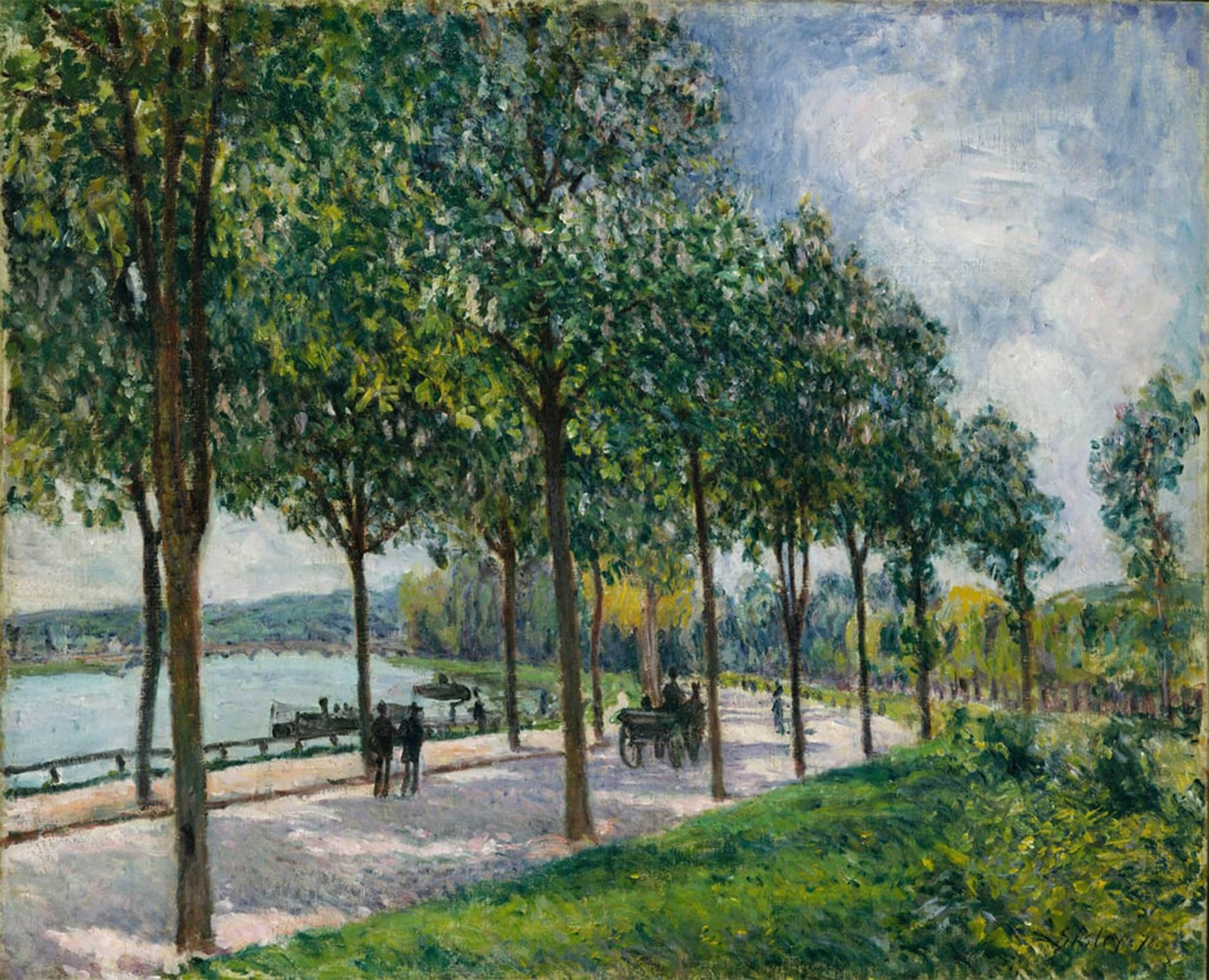 SERENDIPITP Vintage Picture Print on Canvas Wall Art Poster Alley of Chestnut Trees by Alfred Sisle Artwork Print Poster for Wall Decor 60x90cm