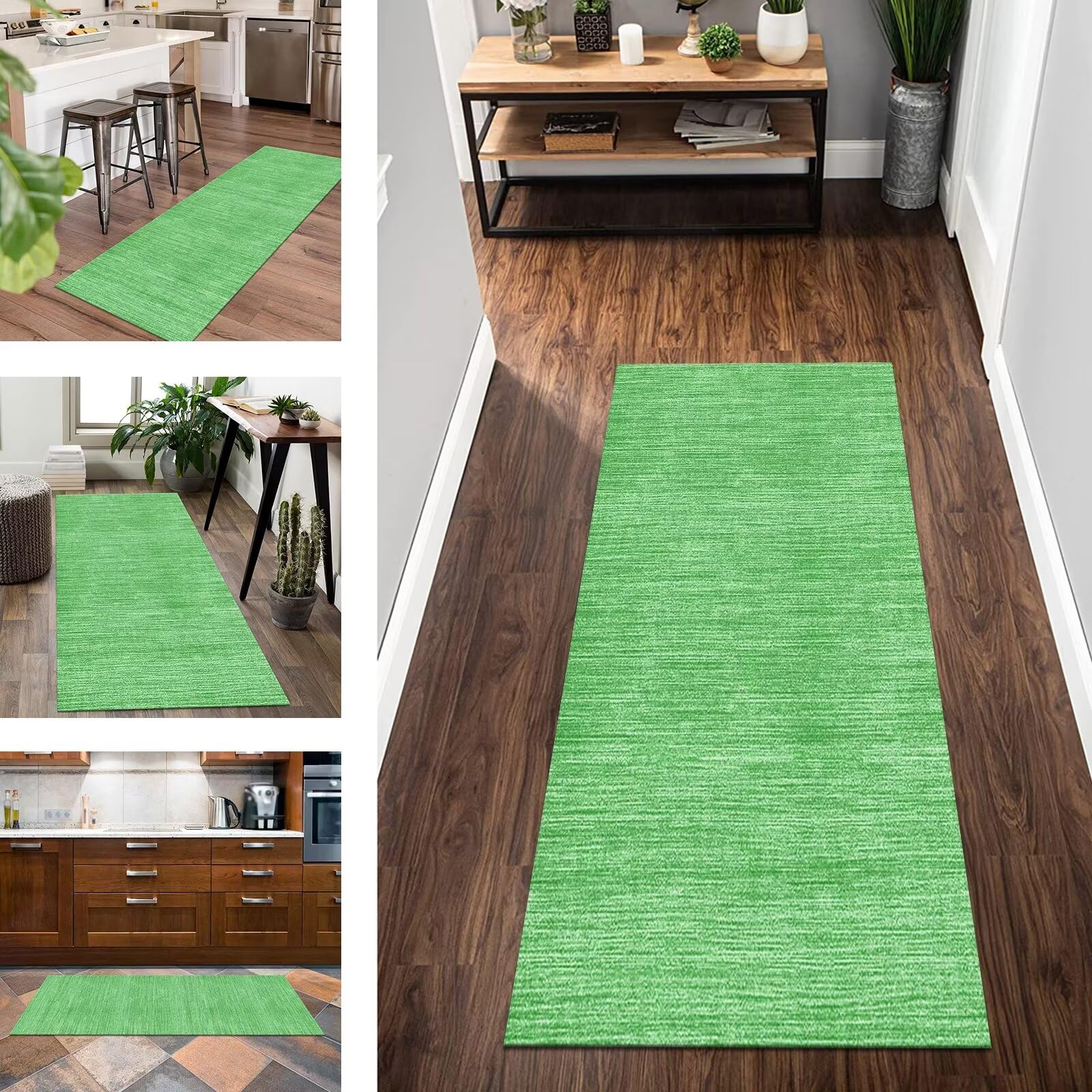 Tapis de couloir moderne 80x100 cm antidérapant vert pour sol de cuisine