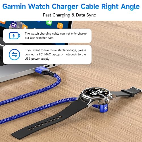 Miniatura 2 de sweguard Garmin - Cable cargador de reloj de 4 pies para Garmin Approach S10 S12 S40 S42 S60 S62 S70 Cable de carga de repuesto para Smartwatch