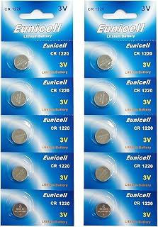 Eunicell CR1220 5012LC Lithium Blister Pack 3V 3 Volt Coin Cell Batteries (10 pcs)