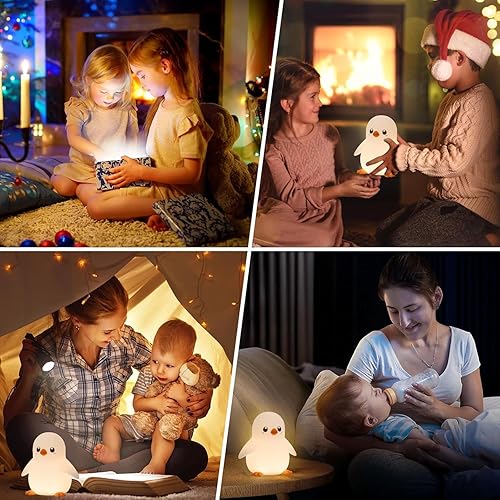 Miniatura 7 de Luz nocturna para niños, bonita luz nocturna de silicona, lámparas para niños, lámpara de noche de animales (pingüino), bonita luz para decoración