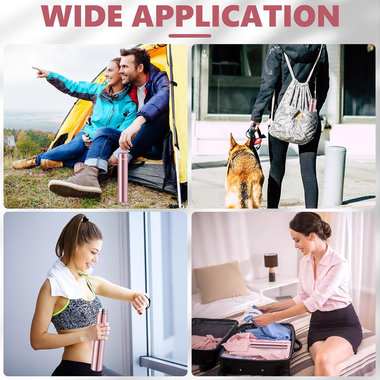 Vesici 1 Pack Slim Water Bottle 8.8 oz Small Stainless Steel Purse Compact Insulated Water Bottles Camping Travel Backpack Pocket Flask for Car Cold Coffee Tea (Rose Gold) - Image 6