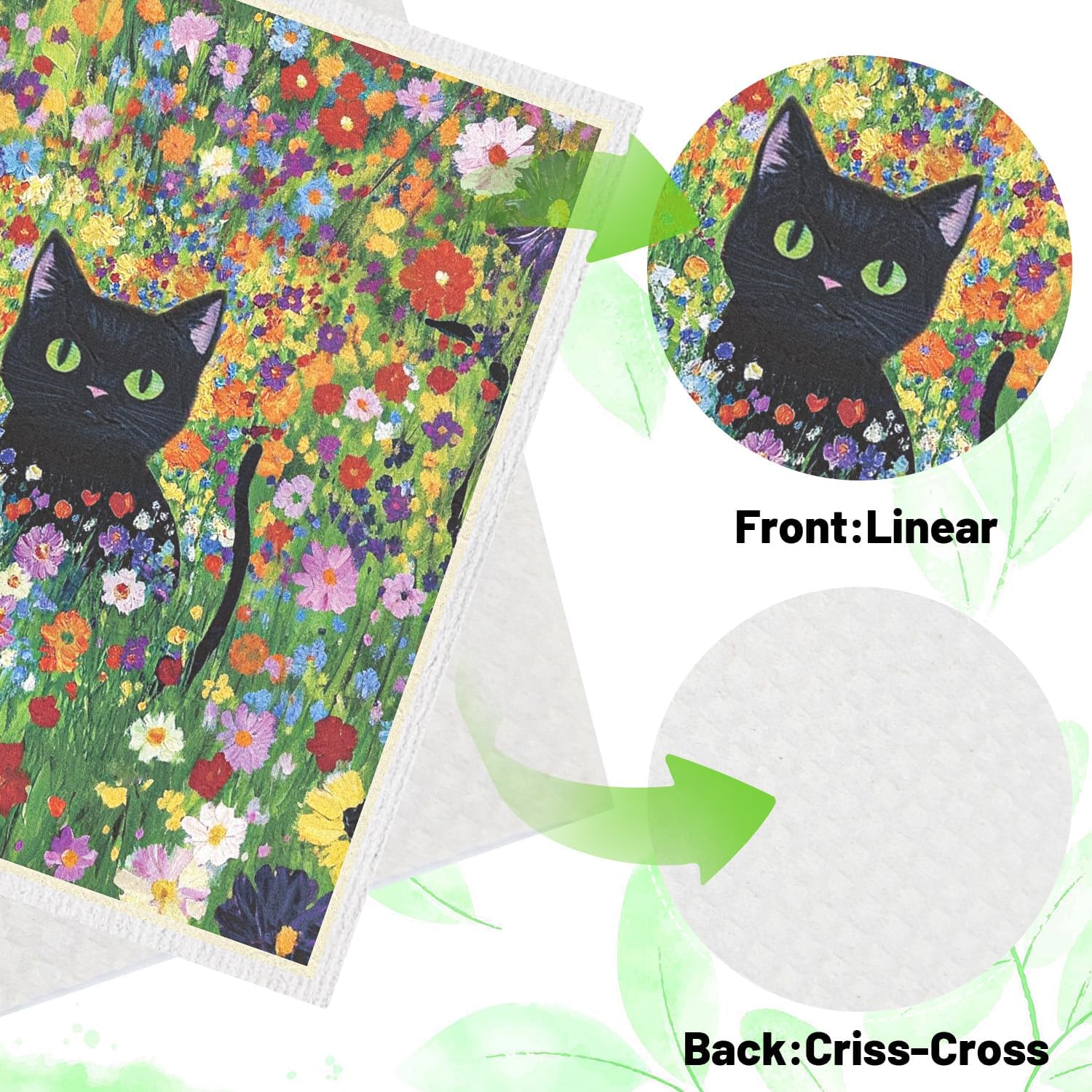 Swedish Dishcloths for Kitchen, 6 Pack Oil Painting Black Cat Reusable Paper Towels Washable, Absorbent Dish Rags for Washing Dishes Housewarming Gifts - Image 4