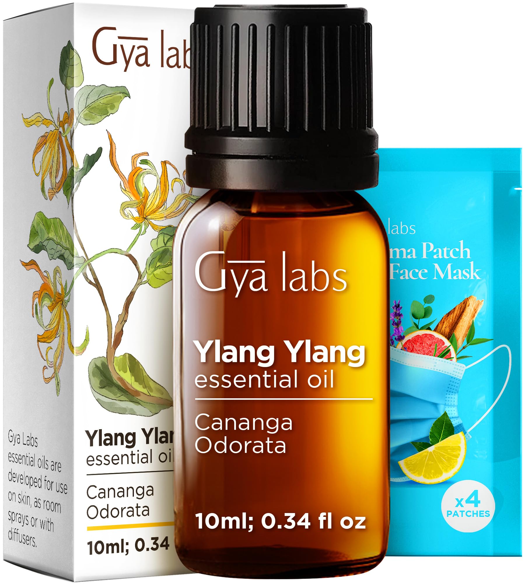 Gya Labs Ylang-Ylang Essential Oil - 0.34 Fl Oz - for Hair, Skin, Diffuser, Aromatherapy & DIY Candle Making Scent