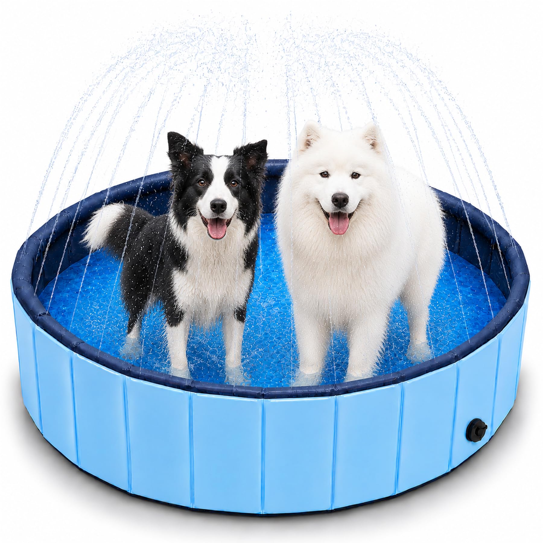 Piscina plegable para perros con aspersores, piscina infantil para perros grandes, 2 en 1 plegable de PVC, bañera portátil antideslizante para perros, piscina para Somme, 120 × 30 cm, 1 pieza