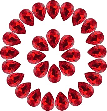 Jyukan DIY Teardrop Crystal AB Resin Rhinestone Pointback Glass Faceted Jewelry Making Craft 50Pcs