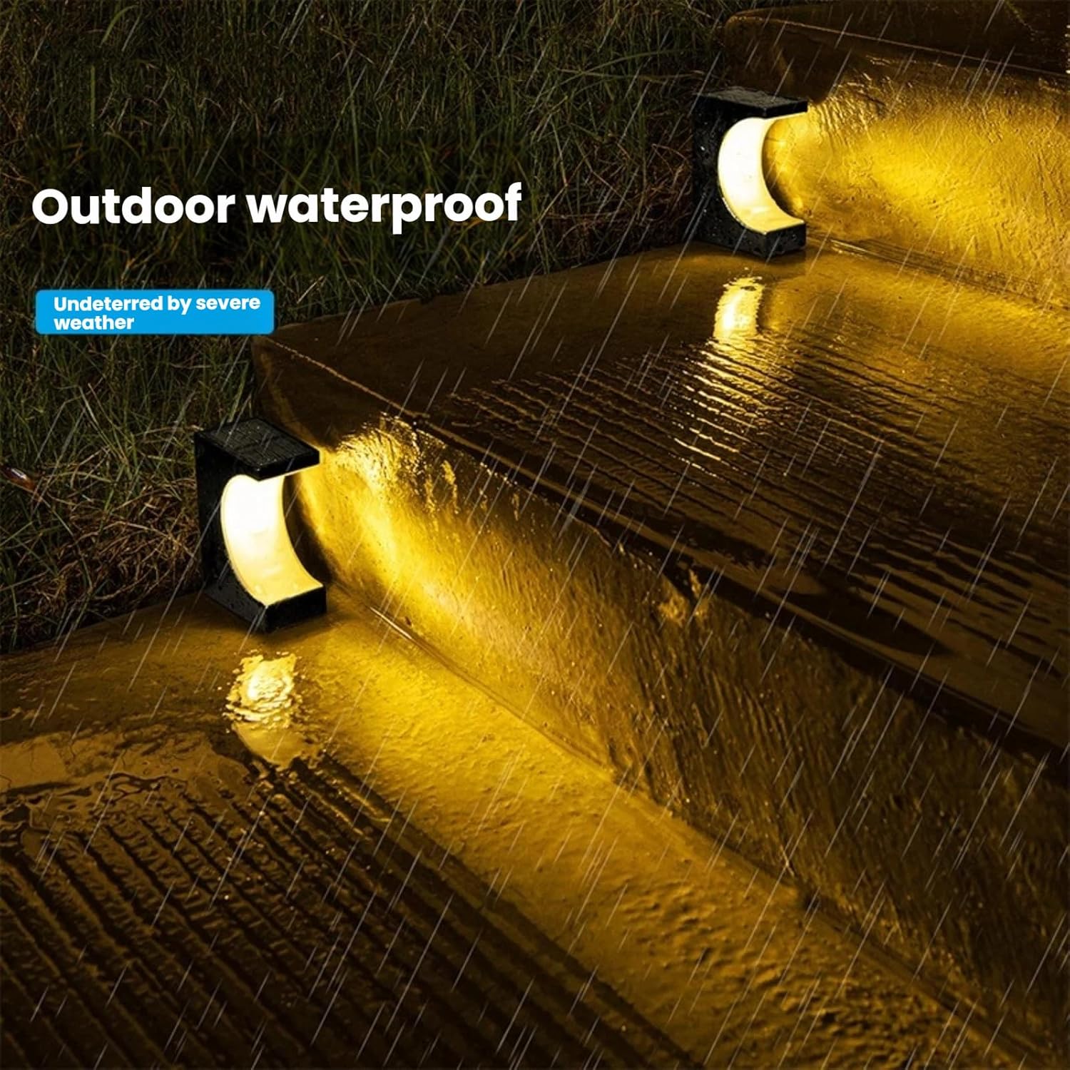 Premium Solar Step Lights 4 Pack, IP65 Waterproof Outdoor Stair Lights, Long Lasting Lighting, Easy No-Drill Installation, LED Deck Lights for Patio Garden Walkway
