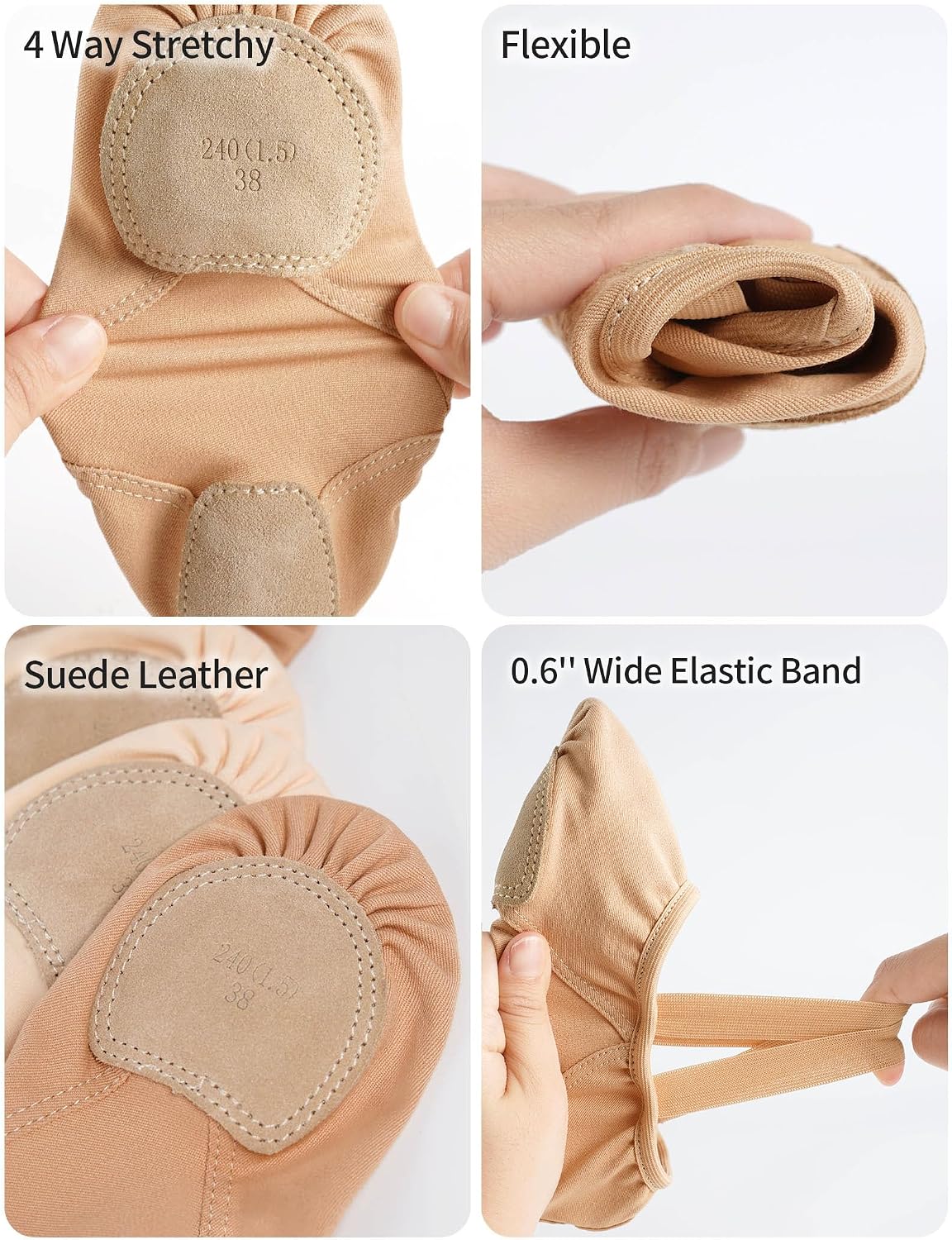 Dayrose Girls Ballet Shoes, Full Stretchy Ballet Slippers for Big Kids/Women