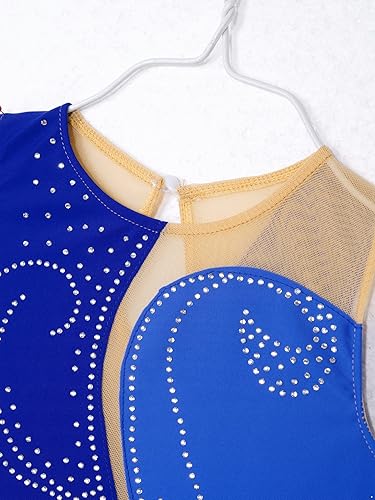 Miniatura 4 de JEATHA Disfraz de ballet brillante con diamantes de imitación para niños, sin mangas, falda de patinaje sobre hielo, vestido de leotardo de gimnasia