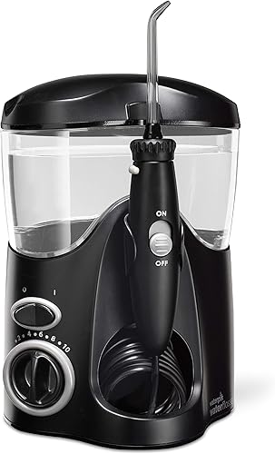 Ultra limpiador dental de agua Waterpik, con 6 cabezales y 10 posiciones de presión, Negro