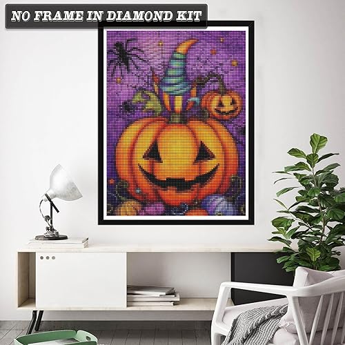 Wergund - Kit de pintura de diamantes de calabaza para Halloween, kits de pintura de diamantes para adultos y niños, bordado de diamantes de