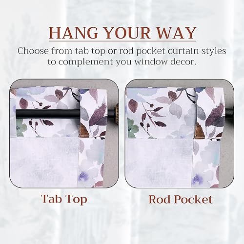 Miniatura 6 de Maison d Hermine - Cortinas 100% algodón - Cortinas traslúcidas para sala o dormitorio con jareta para cortinero y presillas - 1 panel, Blossom