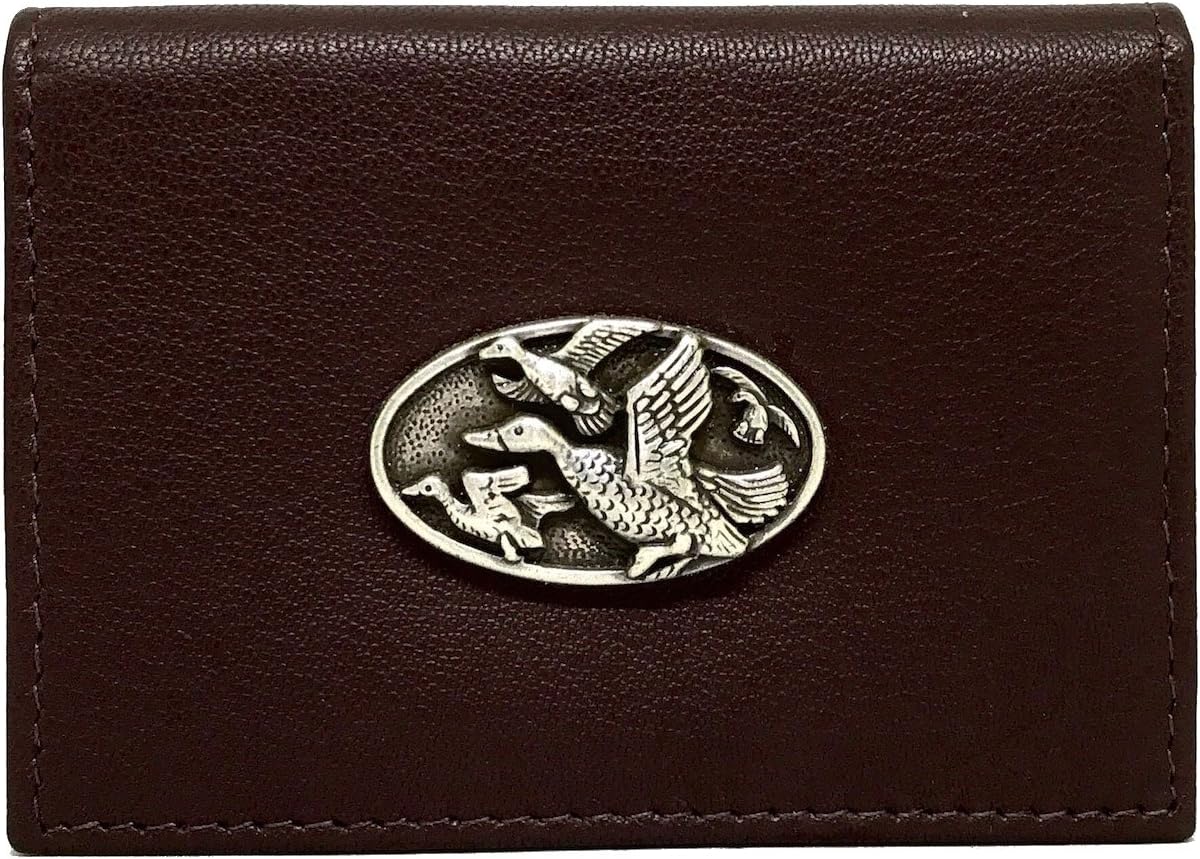 Genuine Brown Leather Bifold Wallet (Duck Hunting)