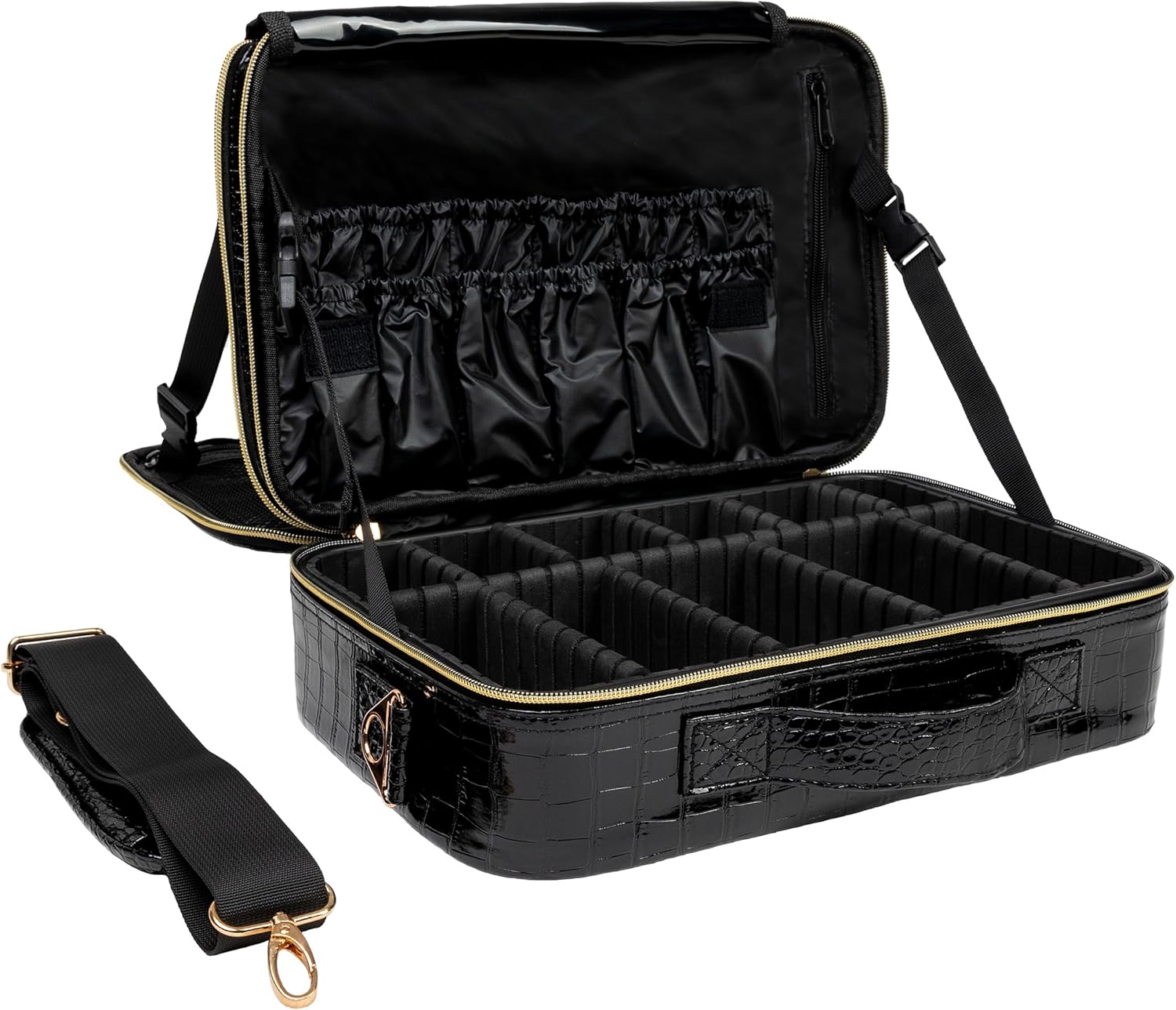 Carrywell Makeup Bag Travel Case 2-Pack, Not-Made In China, Train Case for Cosmetics, Portable Beauty Organizer, Cosmetic Storage Bag With Adjustable Dividers For Make Up and Brushes