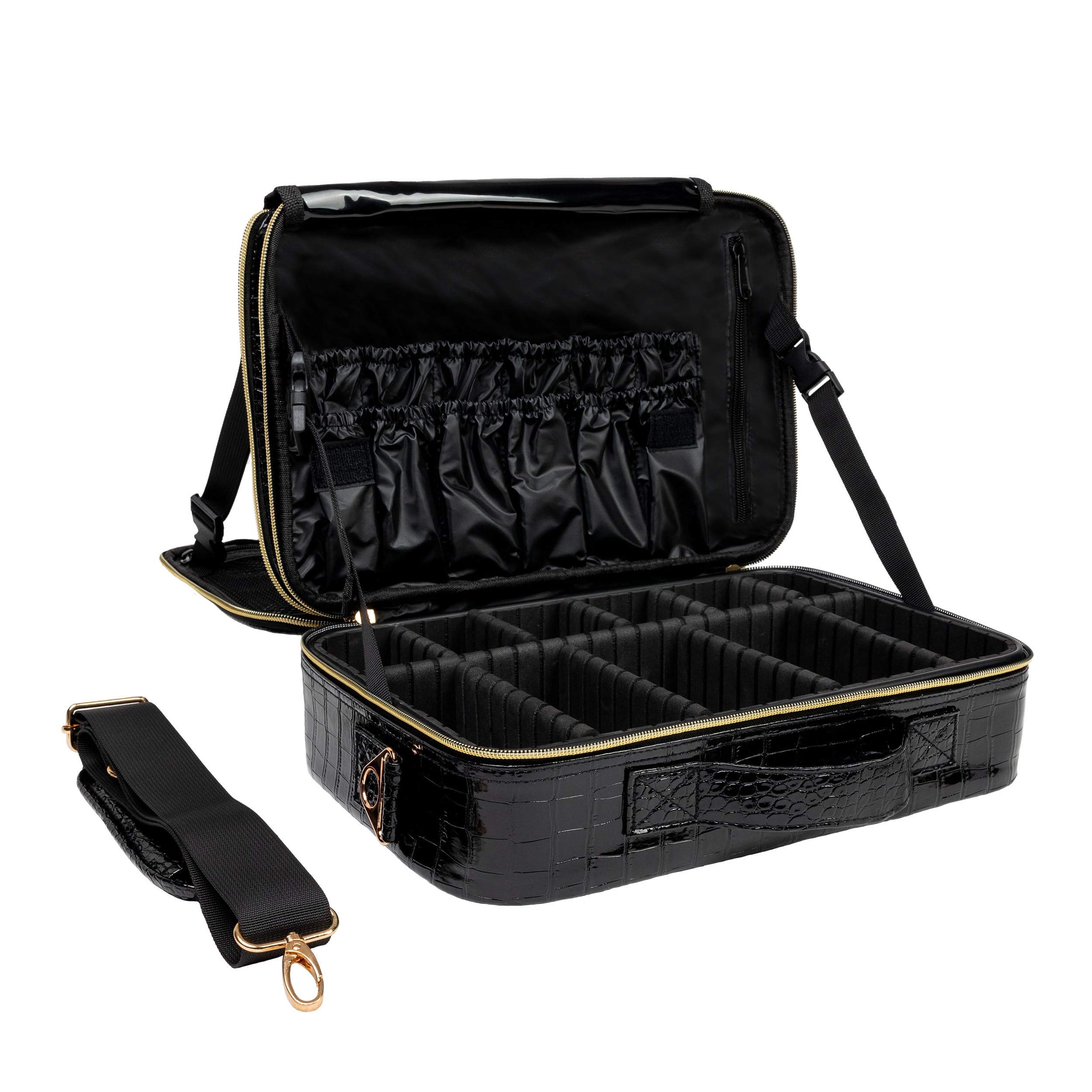 Carrywell Makeup Bag Travel Case 2-Pack, Not-Made In China, Train Case for Cosmetics, Portable Beauty Organizer, Cosmetic Storage Bag With Adjustable