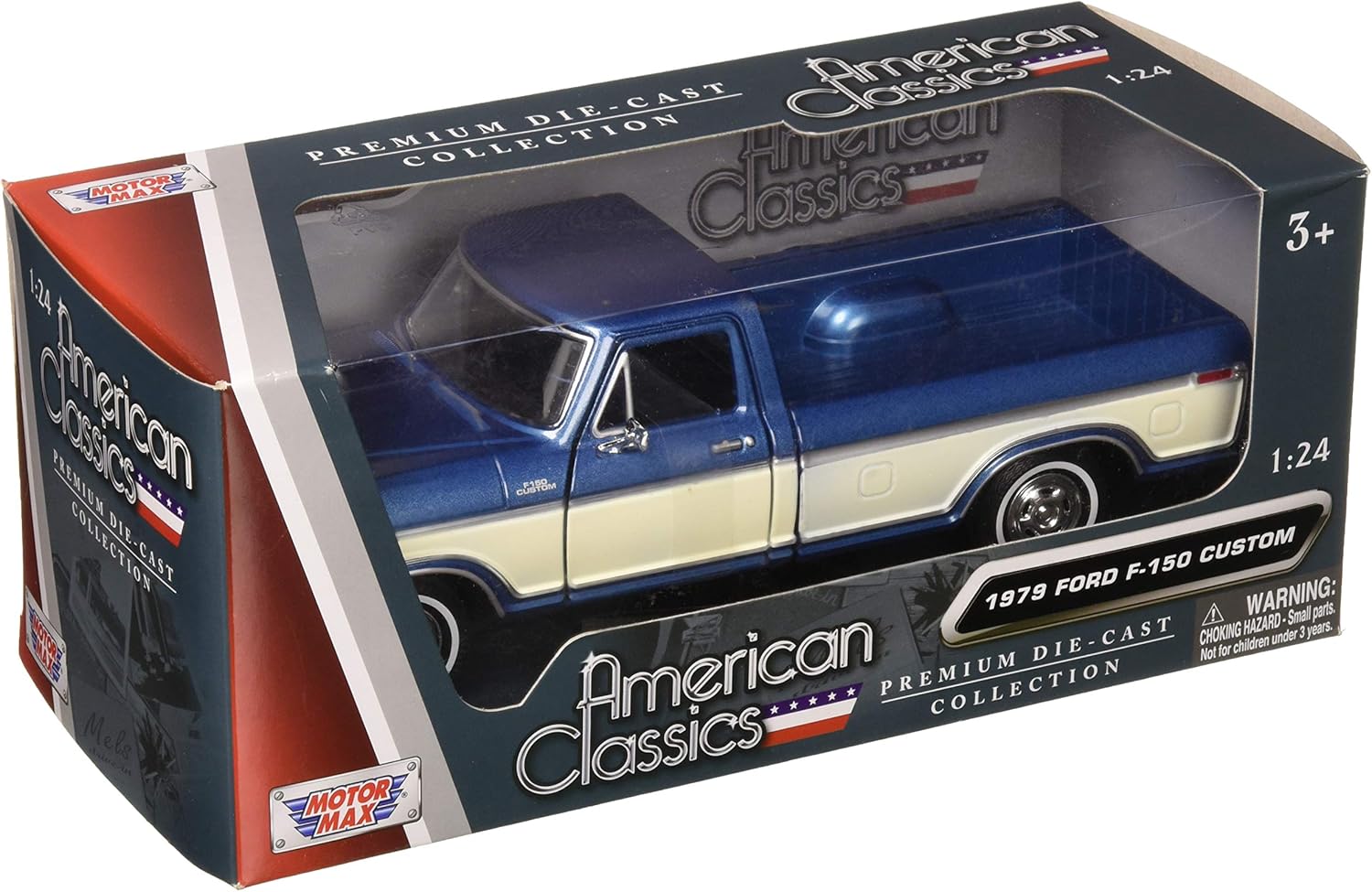 1979 Ford F-150 Pickup Truck 2 Tone Blue/Cream 1/24 Diecast Model Car by Motormax
