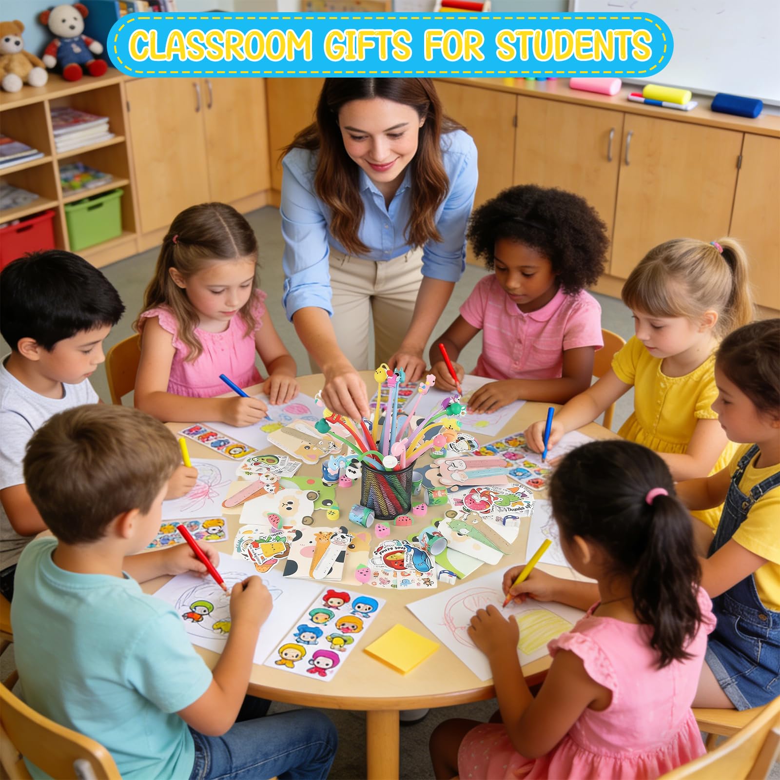 Mepmela Return Gifts for Birthday Party, 12 Pack Birthday Goodie Bags with Cups Notebooks Fun Pens Stickers for Classroom Gifts Class Rewards Prizes