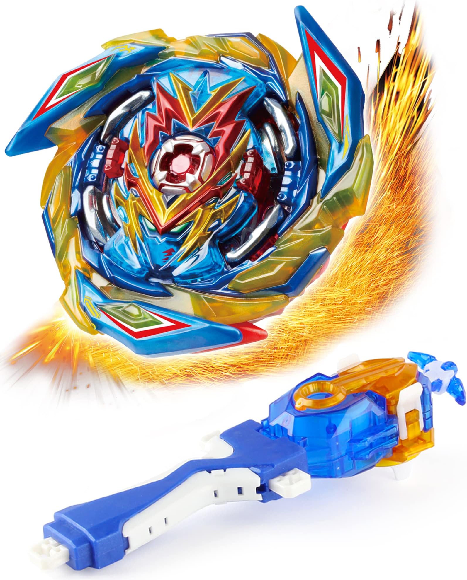 Desamvap Beybattle Tops Burst Super King Booster Brave Valkyrie Beyblade Launcher and Grip Battle Game Set Right Spin DB Layer System Gyro Toy Set Kids Boys Gift