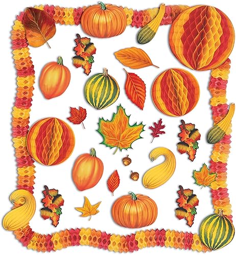 Beistle Kit de decoración de otoño de 28 piezas, talla única, rojonaranjaamarilloverde