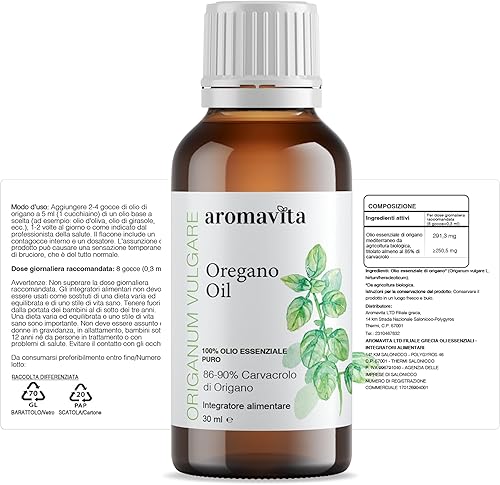Miniatura 10 de Aromavita Aceite esencial de orégano 100 puro sin diluir sin OMG aceite de orégano griego orgánico extra fuerte más del 86 de suplemento nutricional