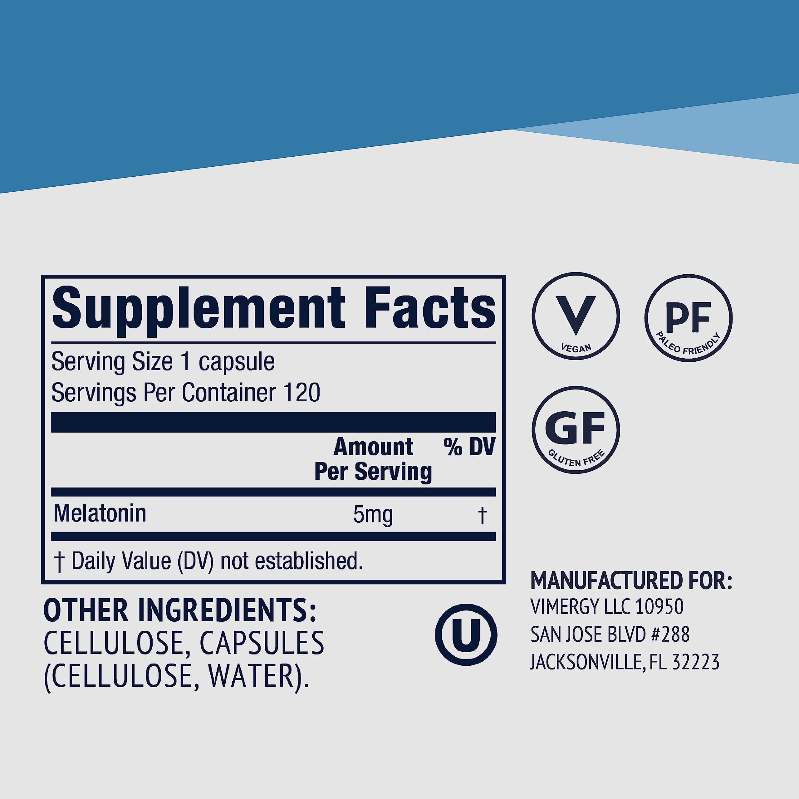 Clinical Strength Melatonin Capsules 5mg, 3 Clean Ingredients, 4 Mo Supply — Amazon image 5