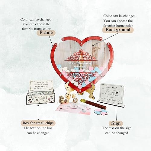 Miniatura 3 de Libro de invitados personalizado con 16 corazones de madera alternativo, libro de invitados de quinceañera con corazón libro de invitados Dropbox