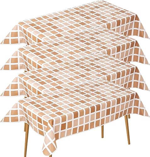 Vista 158 de FIFTY FEET Mantel rectangular de 70 x 52 pulgadas, mantel de vinilo con respaldo de franela para mesas rectangulares impermeable, cubierta de mesa