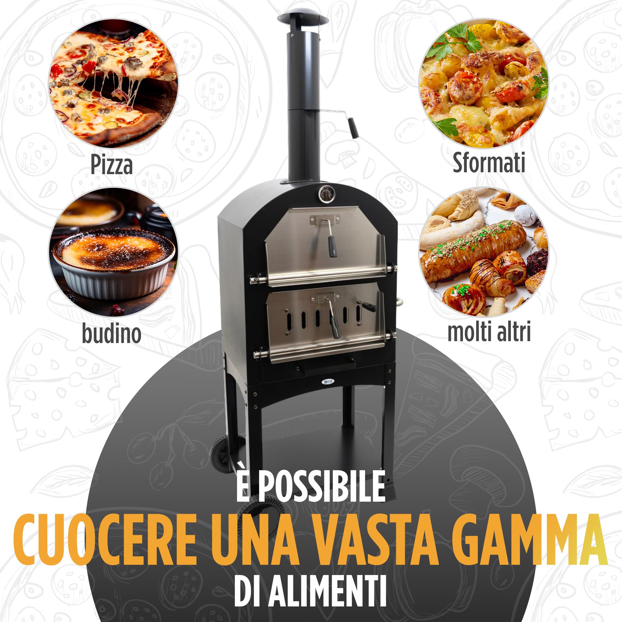 Ovnhus Forno Pizza - Fornetto Pizza - Forno a Legna da Esterno - Forno Pizza a Legna per Il Giardnio - 50x36x160 cm