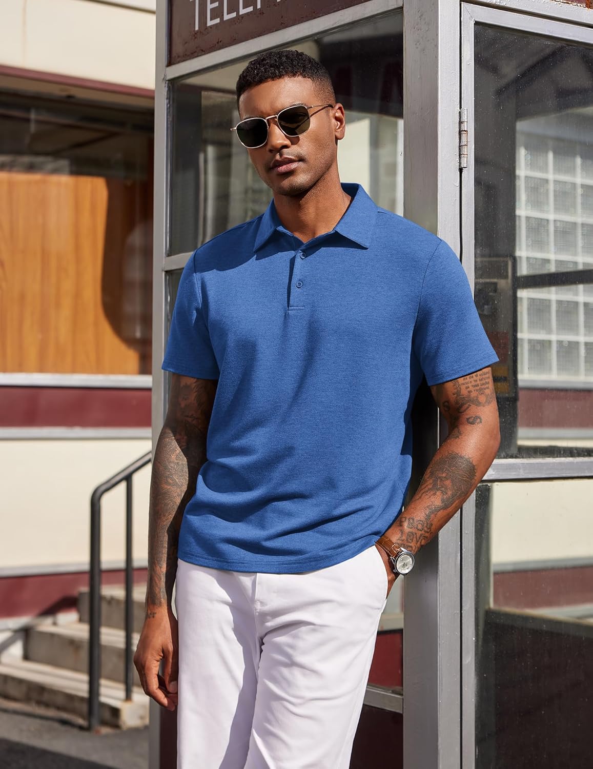 COOFANDY Mens Polo Shirts Short Sleeve Casual Summer Polo Tee Classic Collared Golf Stylish Tops - Image 2
