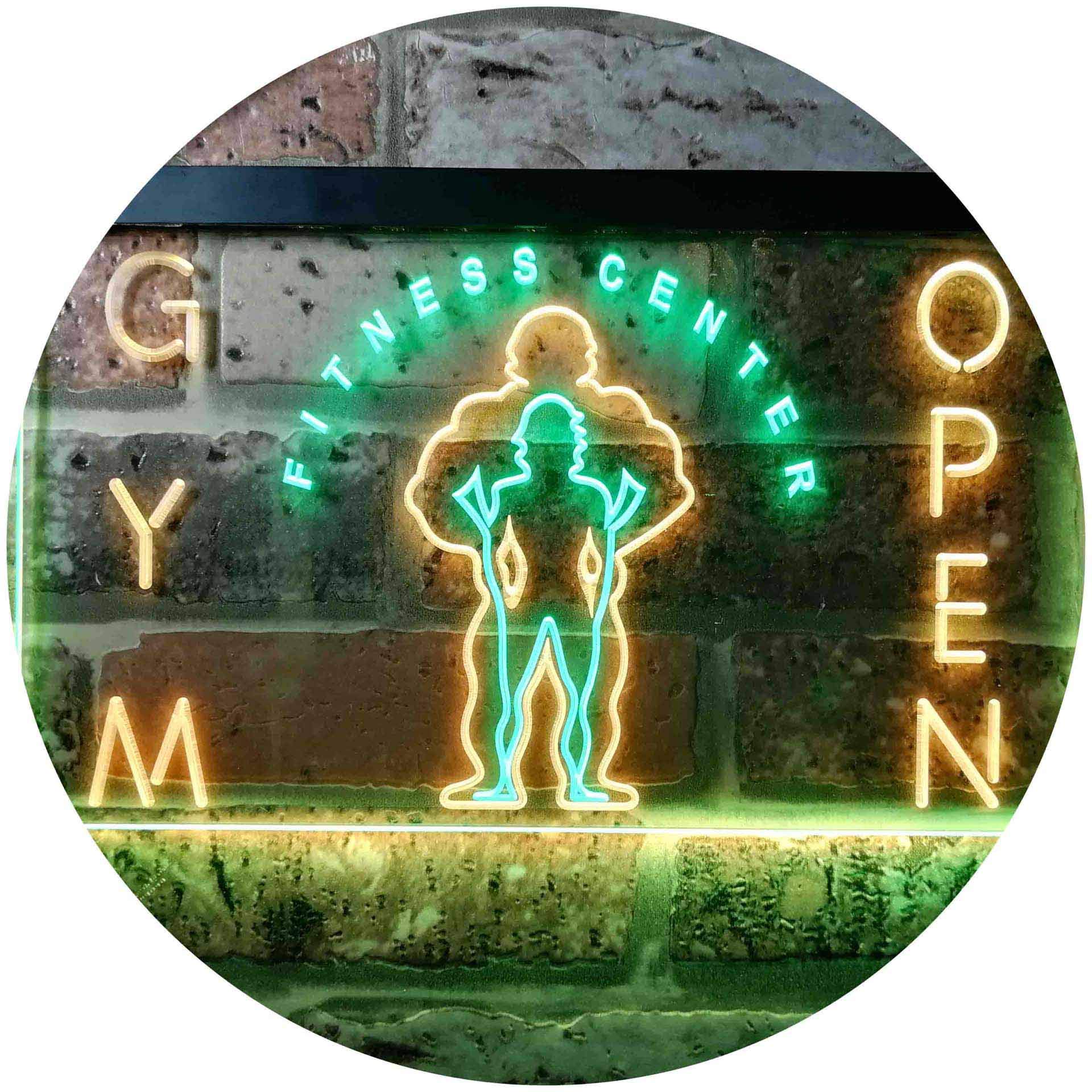 ADVPRO Gym Fitness Center Open Dual Color LED Neon Sign Green & Yellow 600 x 400mm st6s64-i0321-gy โ image 1
