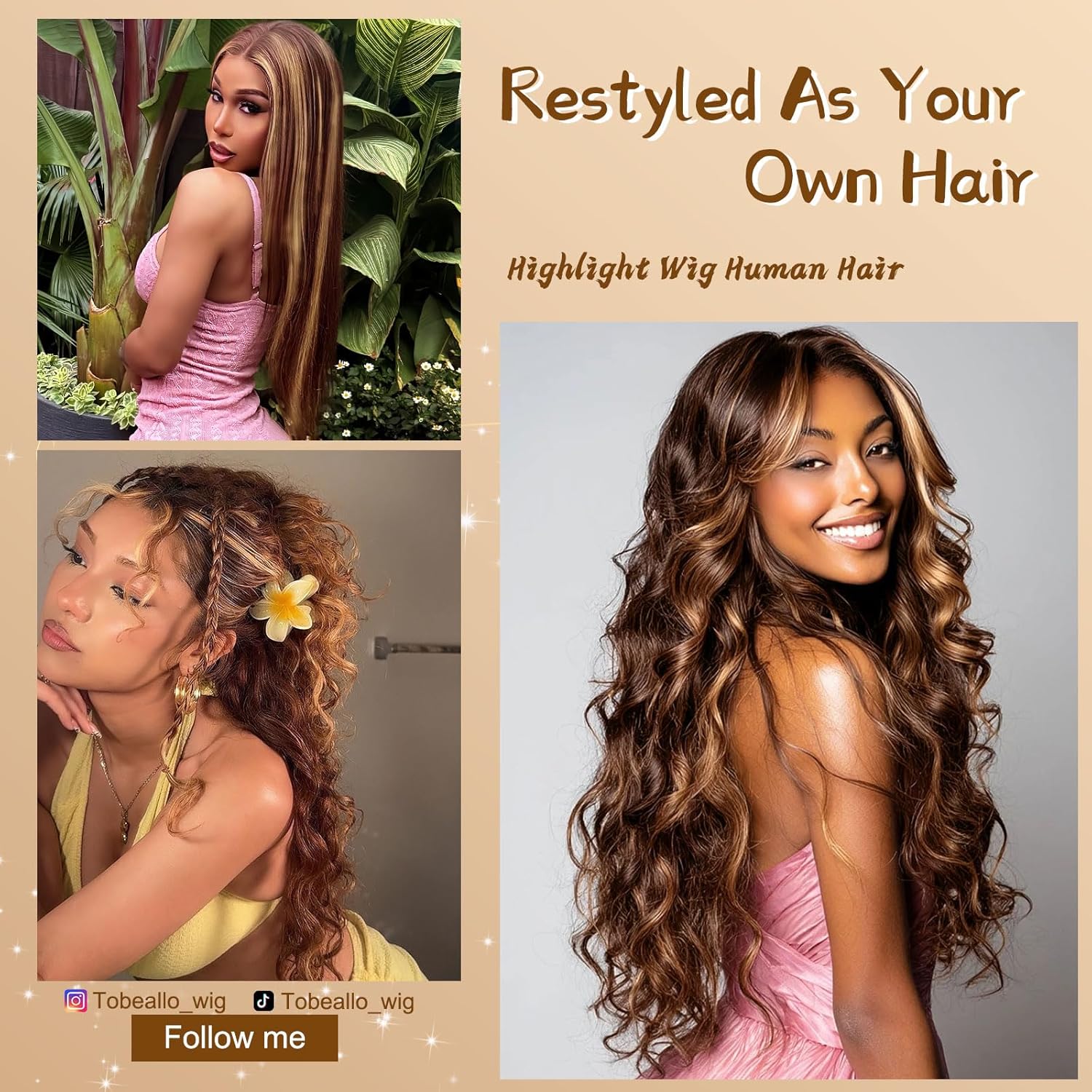 30 Inch Honey Blonde Wig Human Hair Ombre Highlight 13x6 HD Lace Front Wigs Human Hair Pre Plucked 200 Density Body Wave HD Lace Frontal Wig 13x6 4/27 Lace Frontal Glueless Wigs for Women - Image 3