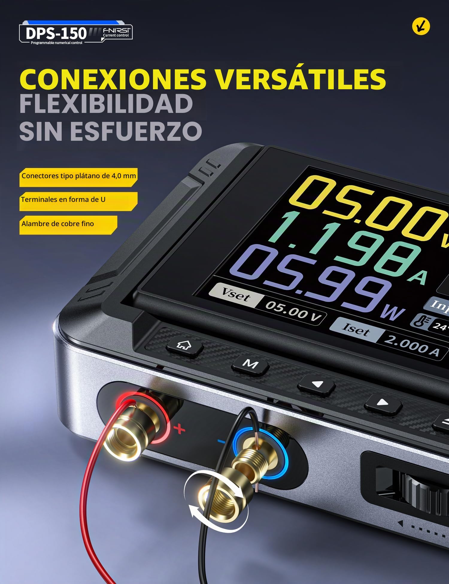 FNIRSI DPS-150 Fuente de alimentación CC Variable, 0-30 V 0-5 A CC Ajustable CNC Fuente de alimentación con Pantalla IPS de 4 dígitos, ondulación de Potencia de <20 mV, Entrada PD/QC/DC, Fuente de