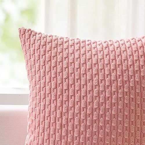 Vista 370 de Kevin Textile - Juego de 2 fundas decorativas para cojines, de pana y con moderno estilo campestre bohemio a rayas para decorar hogar, sofá, cama