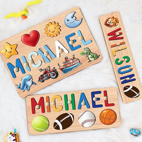Vista 41 de Rompecabezas de nombres para niños, rompecabezas con nombre personalizado para niños pequeños, regalos de Pascua, rompecabezas de madera con nombre