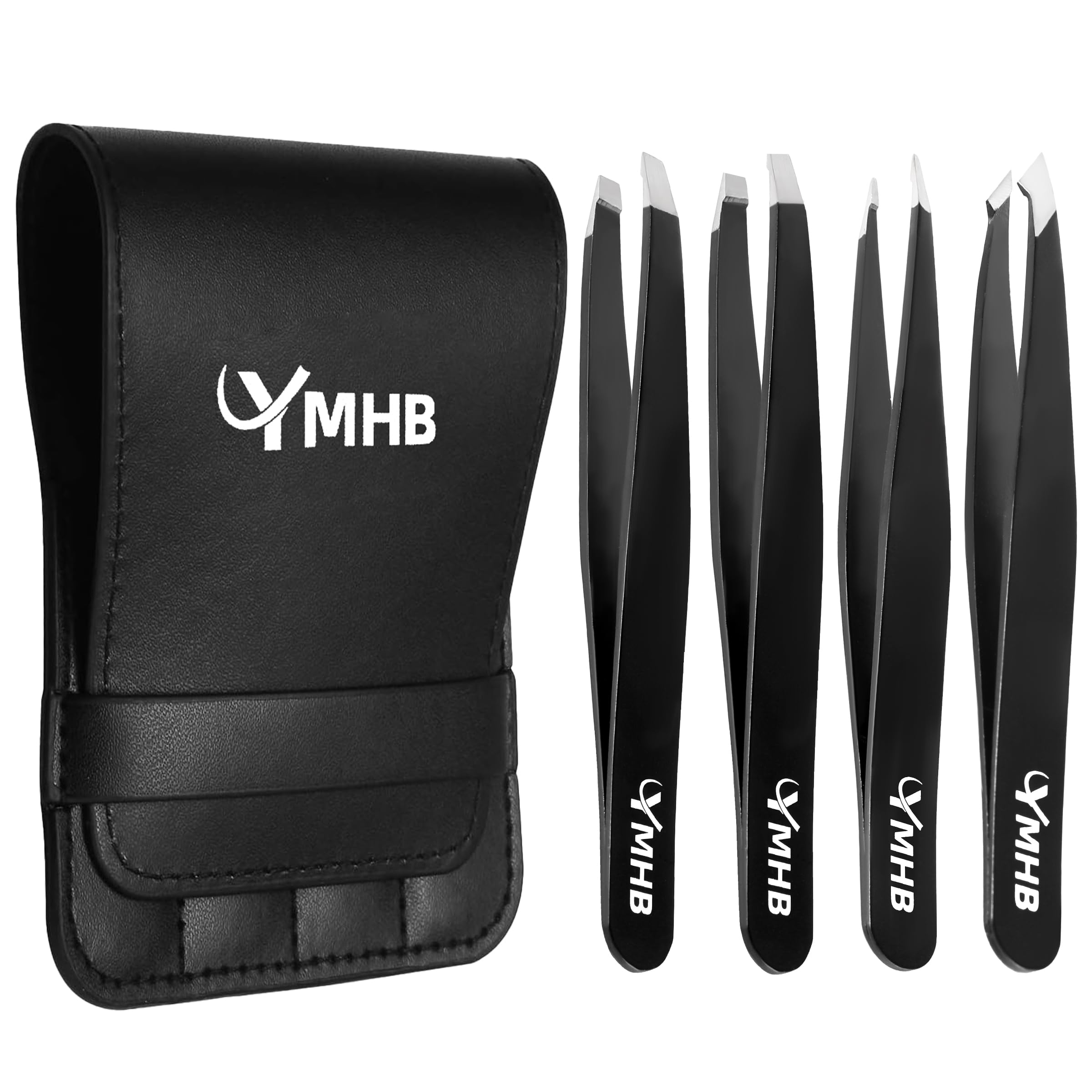 Tweezers Set - 4Pcs Stainless Steel Eyebrow Tweezers, Great Precision for Facial Hair, Splinter and Ingrown Hair Removal Gifts for Women, Christmas Stocking Stuffers Gifts for Adults Men Women