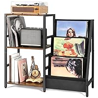 Bikoney Giradischi Vinili Stand Tavolino con Archiviazione Record in Vinile a 3 livelli